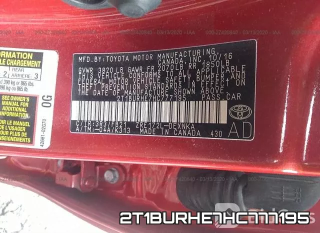 2T1BURHE7HC777195 фото 9