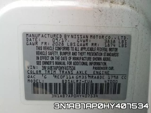 3N1AB7AP0HY407534 фото 2