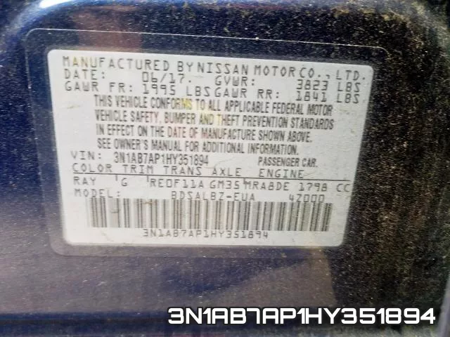 3N1AB7AP1HY351894 фото 2