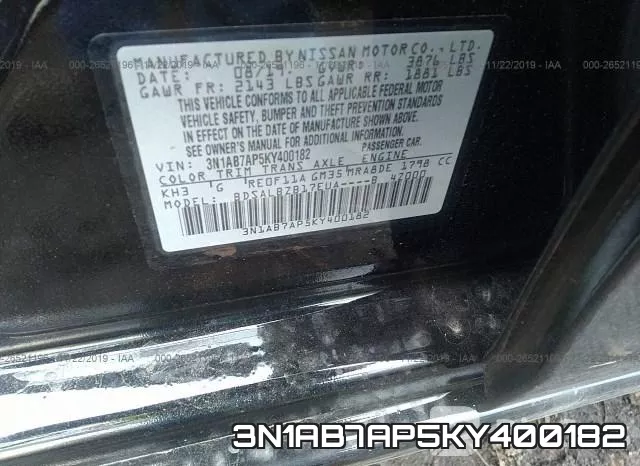 3N1AB7AP5KY400182 фото 7