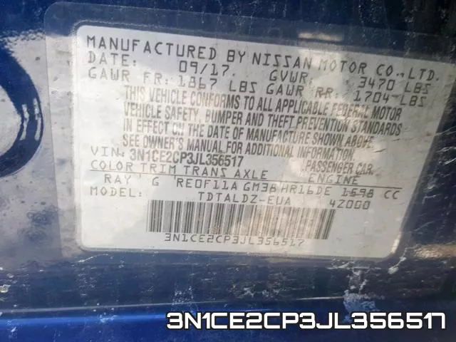 3N1CE2CP3JL356517 фото 2
