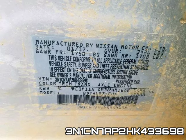 3N1CN7AP2HK433698 фото 2