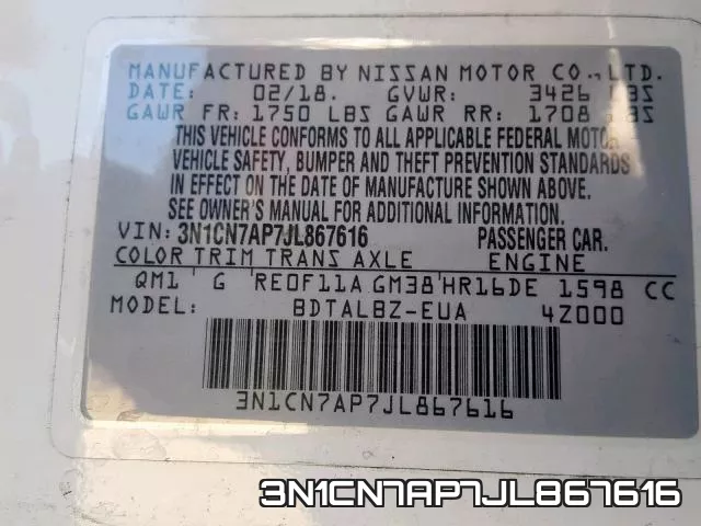 3N1CN7AP7JL867616 фото 2