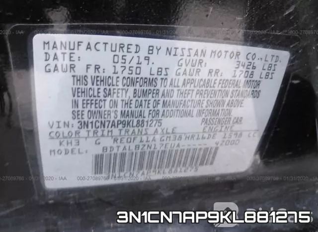 3N1CN7AP9KL881275 фото 10