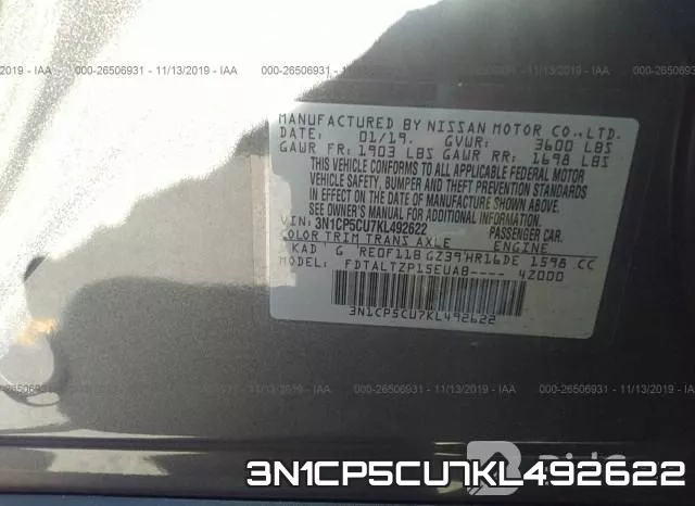 3N1CP5CU7KL492622 фото 7