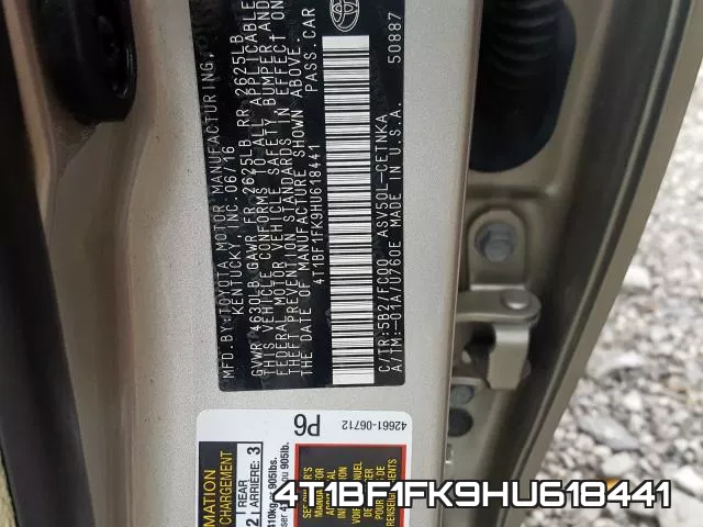 4T1BF1FK9HU618441 фото 2
