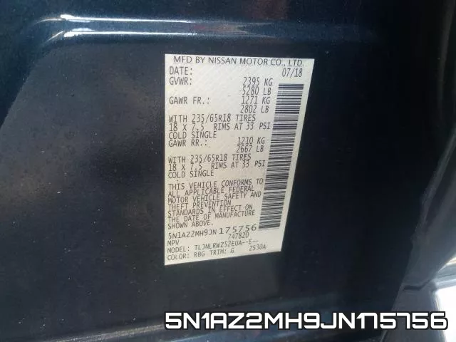 5N1AZ2MH9JN175756 фото 2