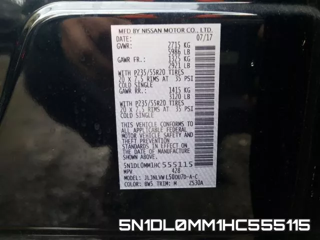 5N1DL0MM1HC555115 фото 2