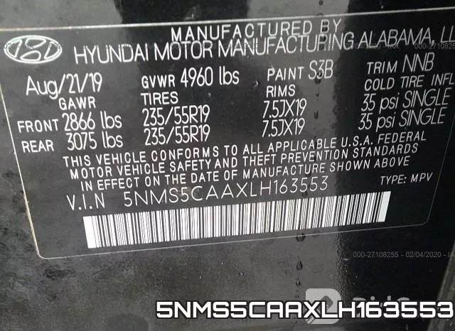 5NMS5CAAXLH163553 фото 9