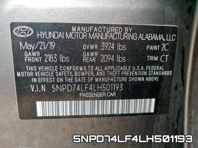 5NPD74LF4LH501193 фото 2