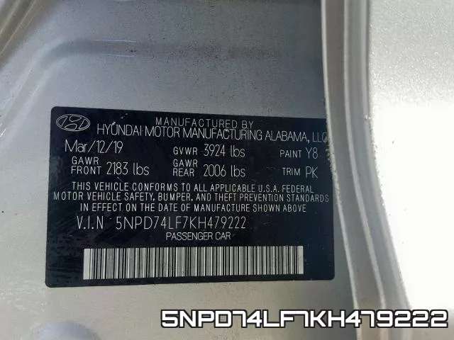 5NPD74LF7KH479222 фото 2