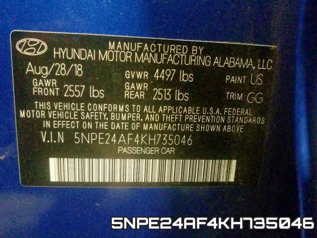 5NPE24AF4KH735046 фото 2