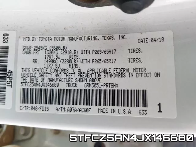 5TFCZ5AN4JX146680 фото 2