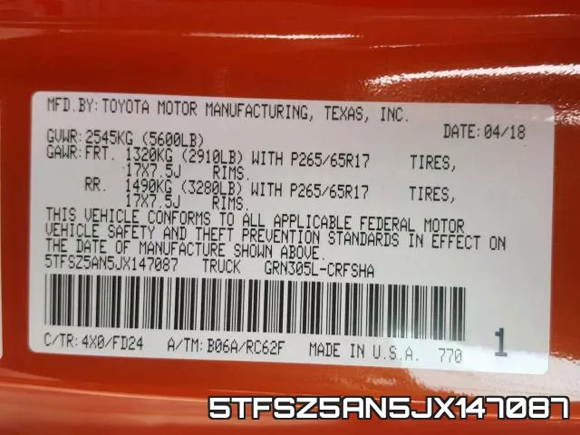 5TFSZ5AN5JX147087 фото 2