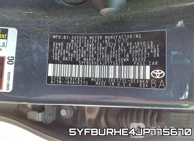 5YFBURHE4JP775670 фото 8