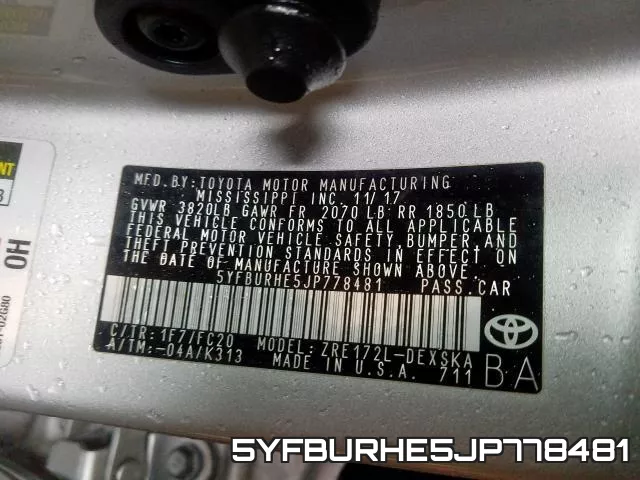 5YFBURHE5JP778481 фото 2
