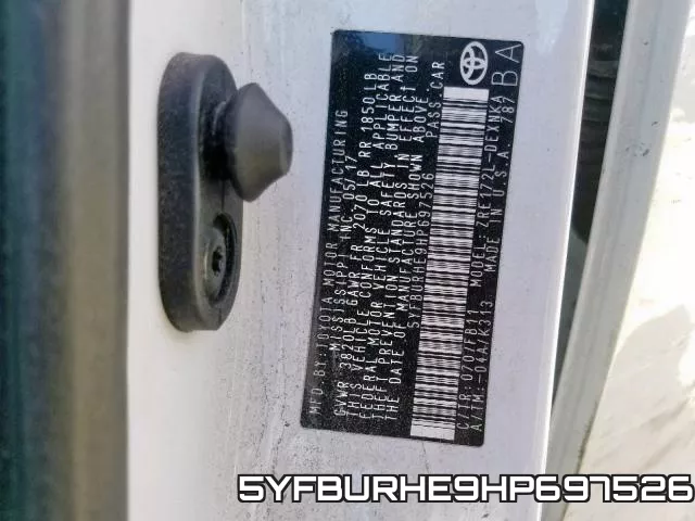 5YFBURHE9HP697526 фото 2