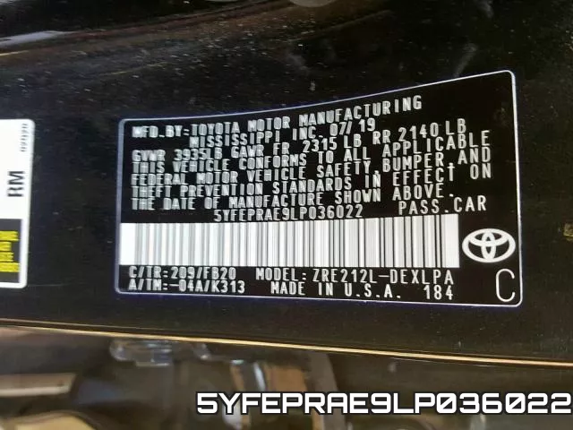5YFEPRAE9LP036022 фото 2