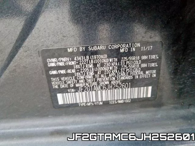 JF2GTAMC6JH252601 фото 2