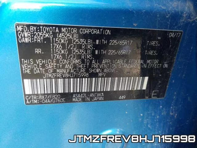 JTMZFREV8HJ715998 фото 2