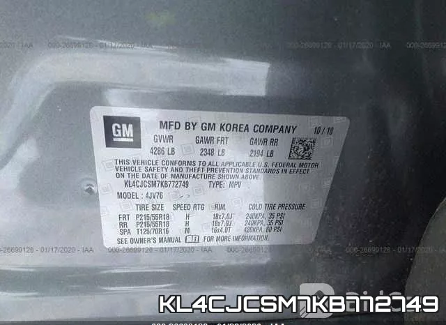 KL4CJCSM7KB772749 фото 8