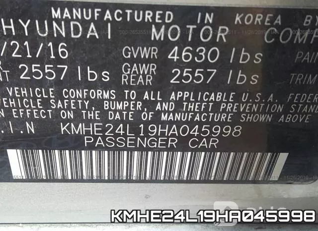 KMHE24L19HA045998 фото 7