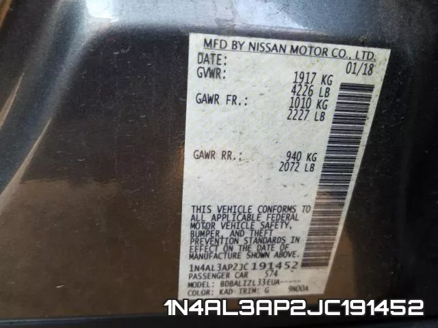 1N4AL3AP2JC191452 фото 2