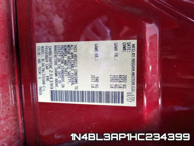 1N4BL3AP1HC234399 фото 2