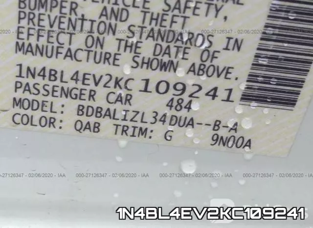 1N4BL4EV2KC109241 фото 7
