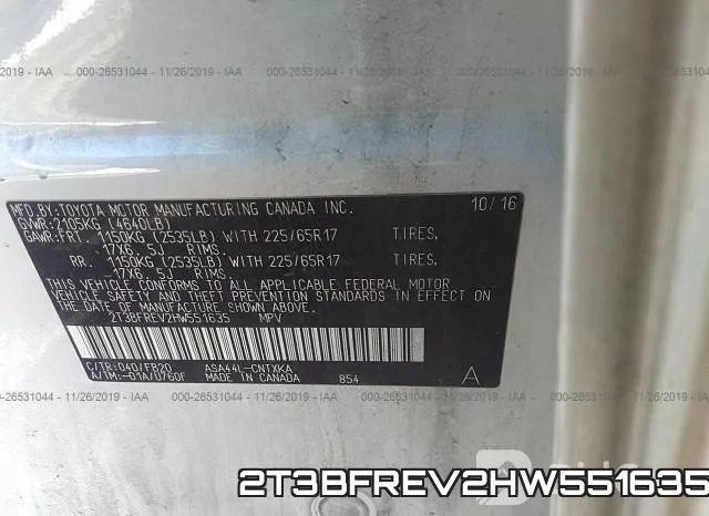 2T3BFREV2HW551635 фото 9