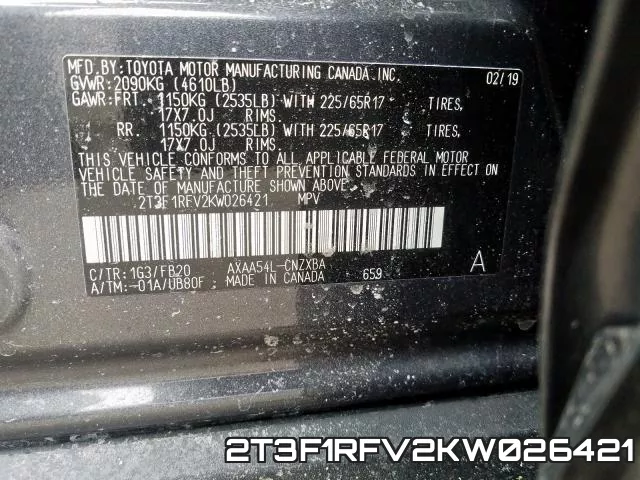 2T3F1RFV2KW026421 фото 2