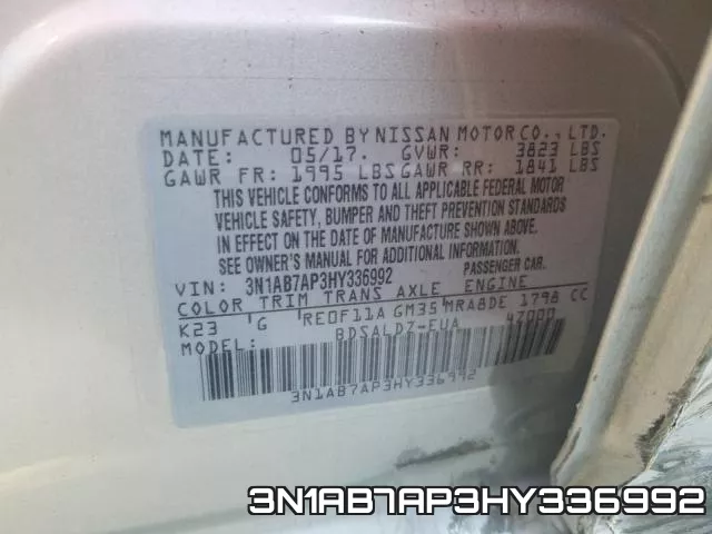3N1AB7AP3HY336992 фото 2