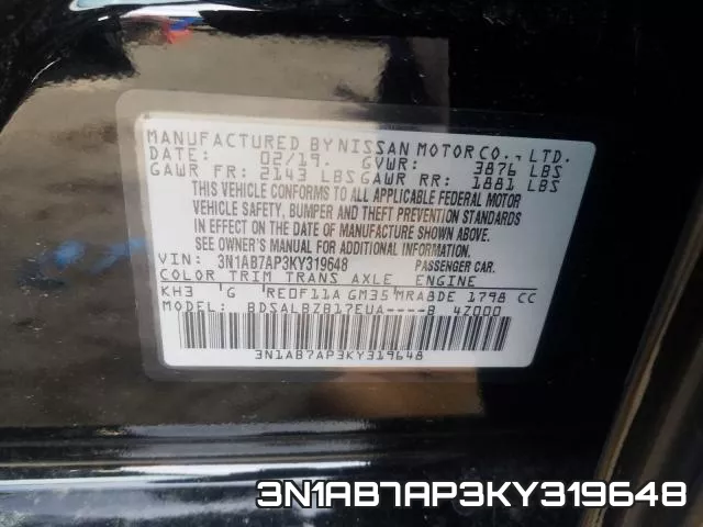 3N1AB7AP3KY319648 фото 2