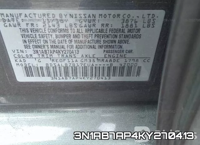 3N1AB7AP4KY270413 фото 6