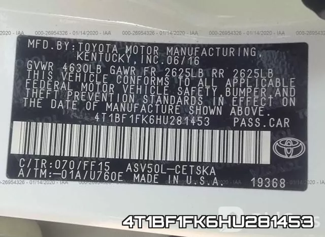 4T1BF1FK6HU281453 фото 6
