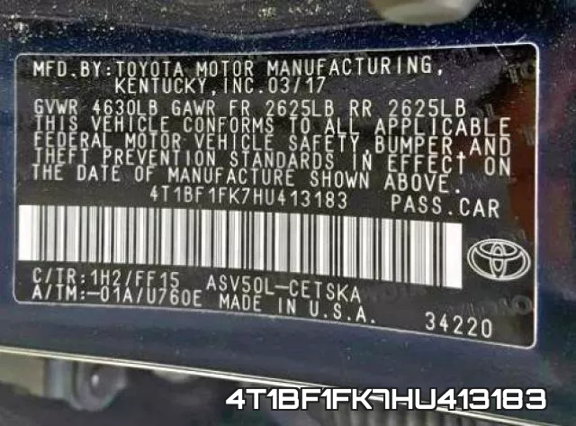 4T1BF1FK7HU413183 фото 2