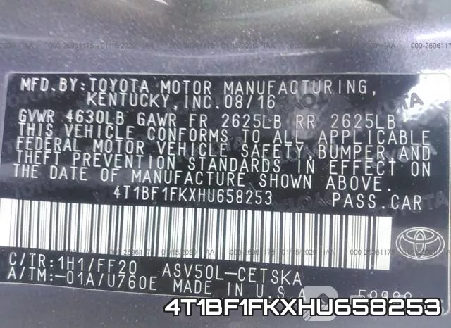 4T1BF1FKXHU658253 фото 7