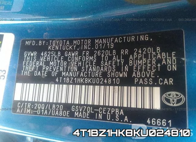 4T1BZ1HK8KU024810 фото 10