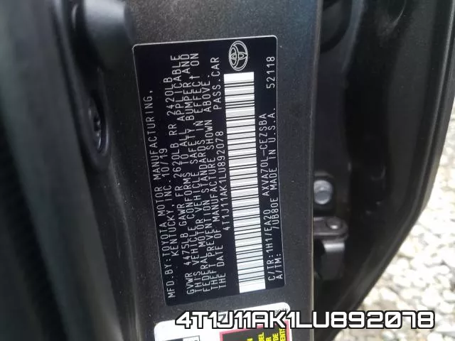 4T1J11AK1LU892078 фото 2