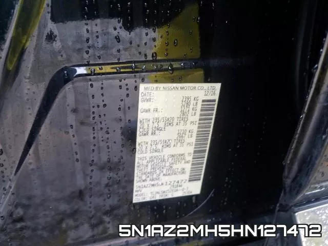 5N1AZ2MH5HN127472 фото 2