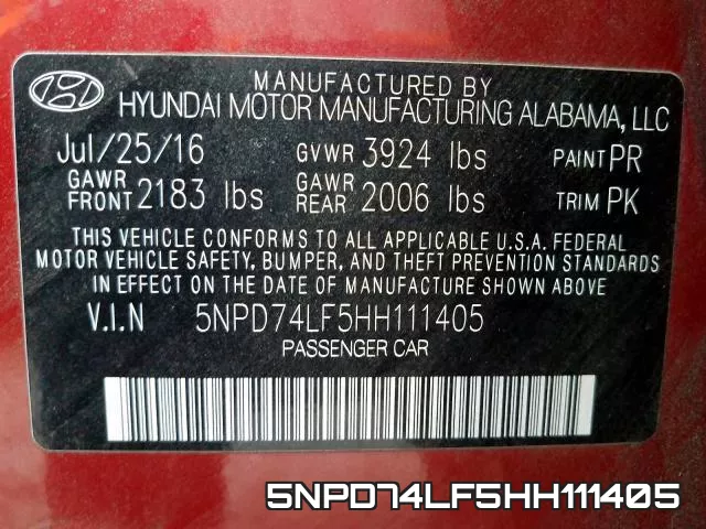 5NPD74LF5HH111405 фото 2