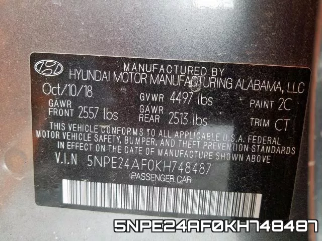 5NPE24AF0KH748487 фото 2