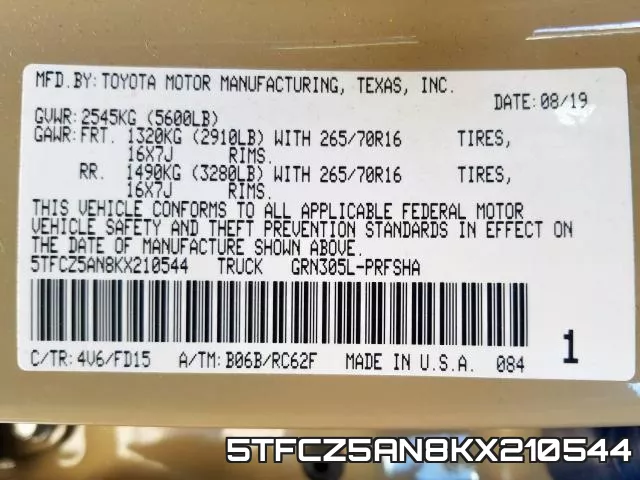 5TFCZ5AN8KX210544 фото 2