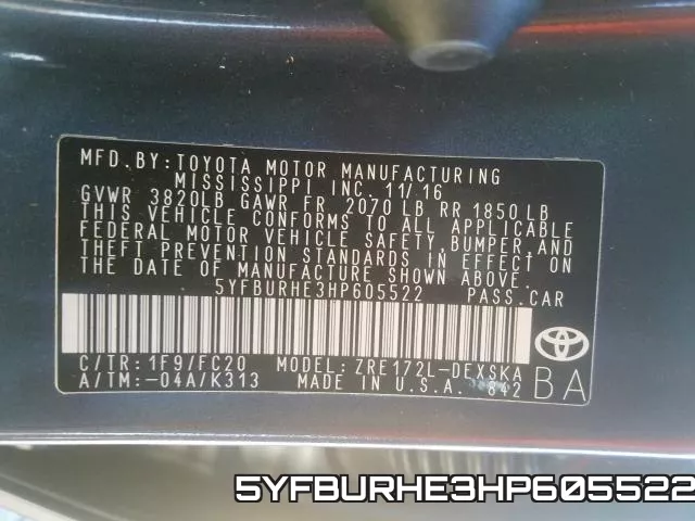 5YFBURHE3HP605522 фото 2