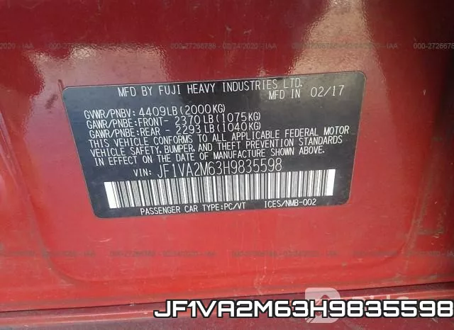 JF1VA2M63H9835598 фото 8