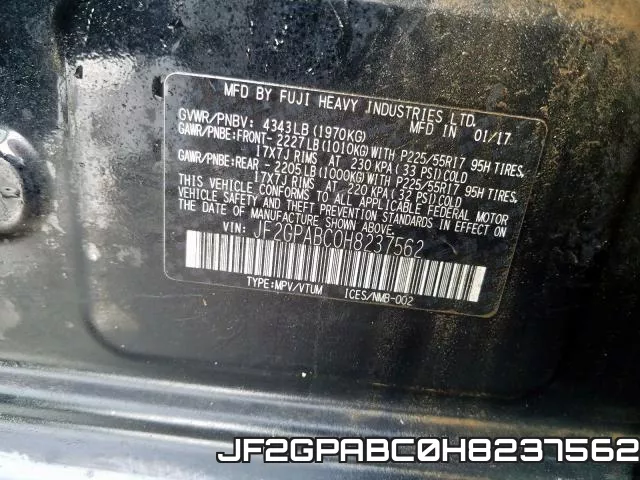 JF2GPABC0H8237562 фото 2