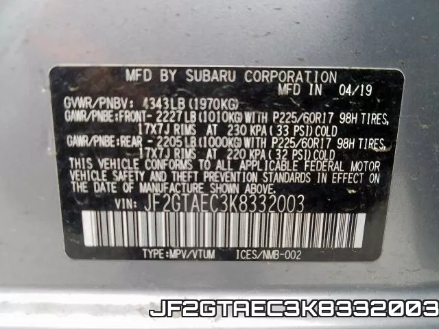 JF2GTAEC3K8332003 фото 2