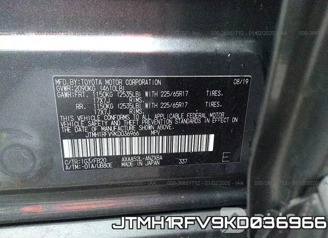 JTMH1RFV9KD036966 фото 8