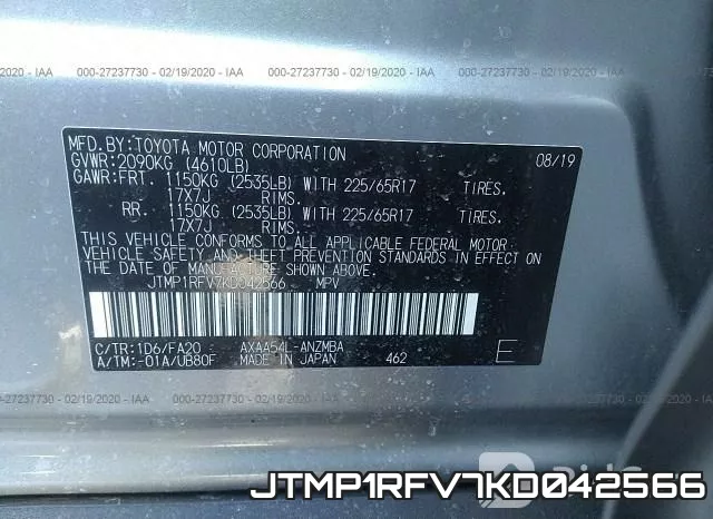JTMP1RFV7KD042566 фото 8