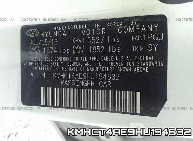 KMHCT4AE9HU194632 фото 7